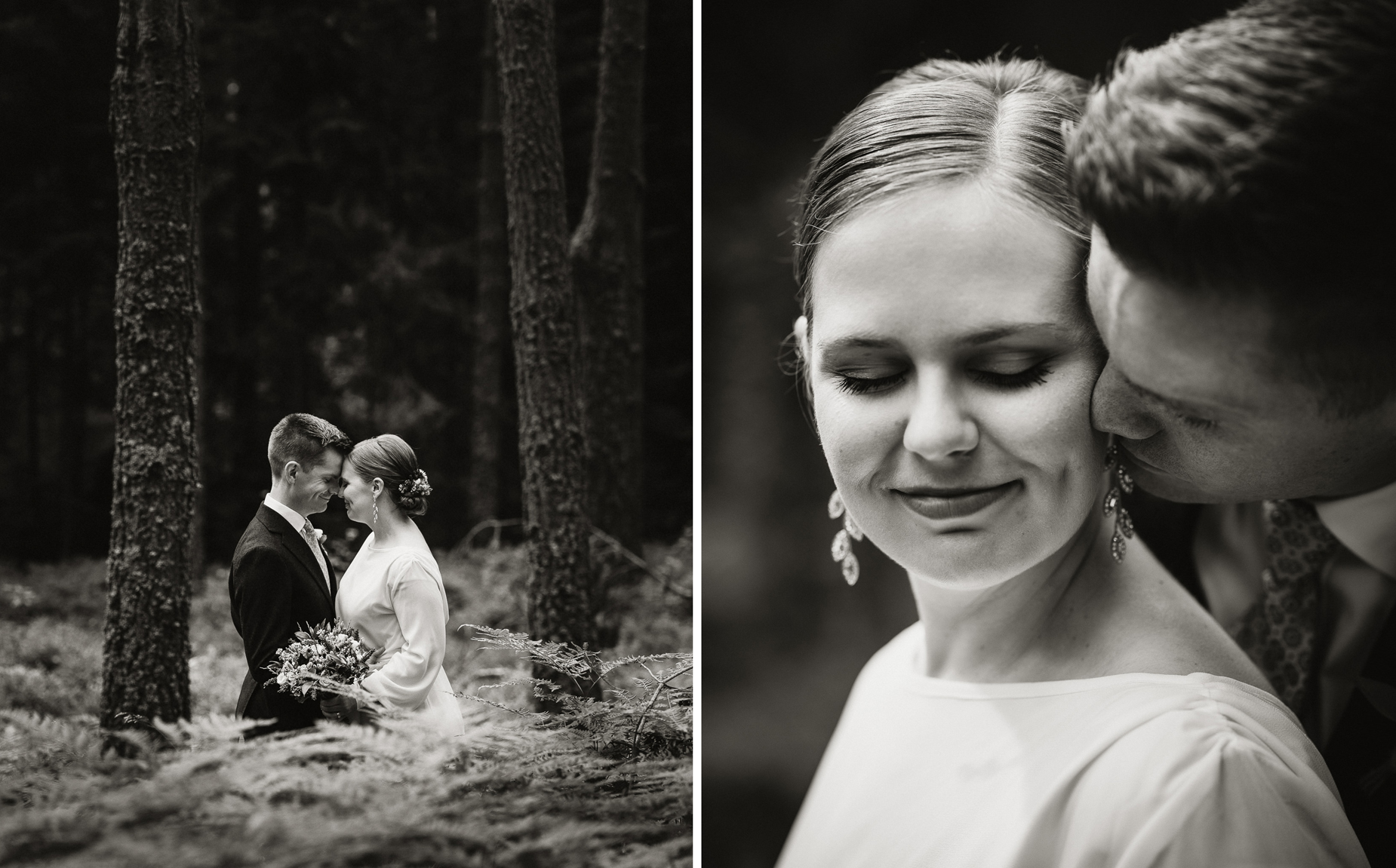 Bröllopsfotografering i småländsk tallskog söder om Tranås